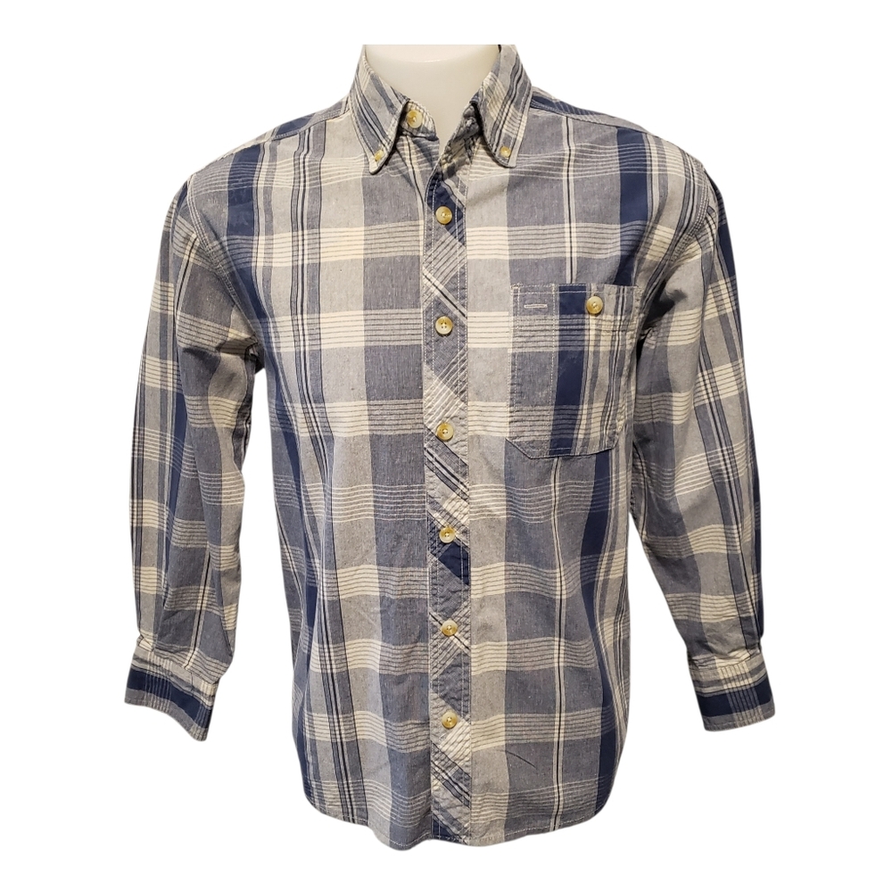 Ce Schmidt Shirt BLUE PLAID‎ Button DOWN Pockets WORKWEAR OUTDOOR MEN'S  SIZE M